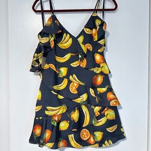 Song of Style Sloane Mini Dress in Navy Fruit Print Size Small